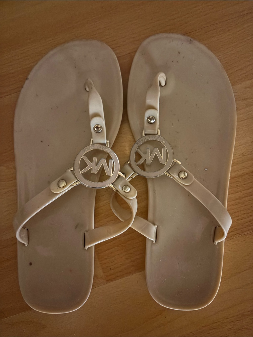 Michael Kors Cream Jelly Logo Thong Sandals